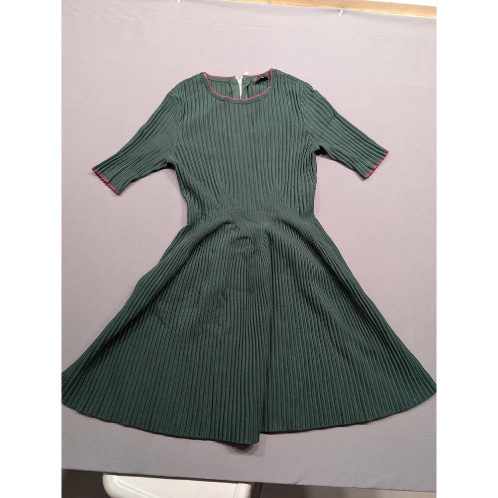 Ted Baker London Green Ribbed Knit Skater Dress Size 2 (US S)